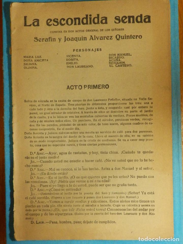 Libros antiguos: Libro - Teatro - La Escondida Senda - Comedia en dos Actos - Serafín y Joaquín Álvarez Quintero - Foto 1 - 114594667