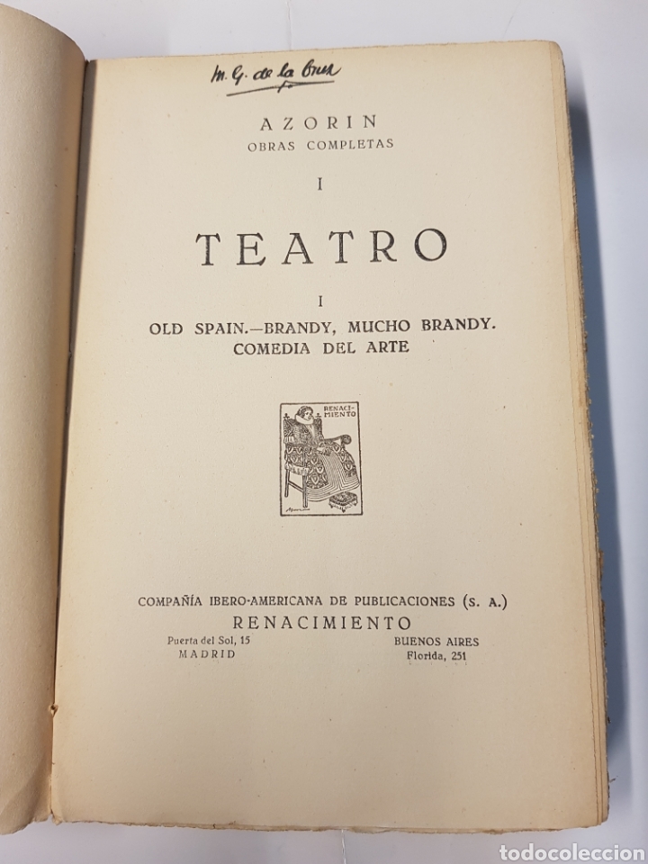 Libros antiguos: Azor&iacute;n - Obras completas I - Teatro - 1929 - Foto 3