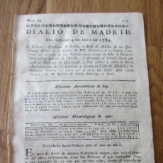 Libros antiguos: 1789-PERIÓDICO DIARIO DE MADRID.ORIGINAL.CALENDARIO SACRO-PROFANO.SONETO MORAL SOBRE BREVEDAD VIDA. Lote 127944007