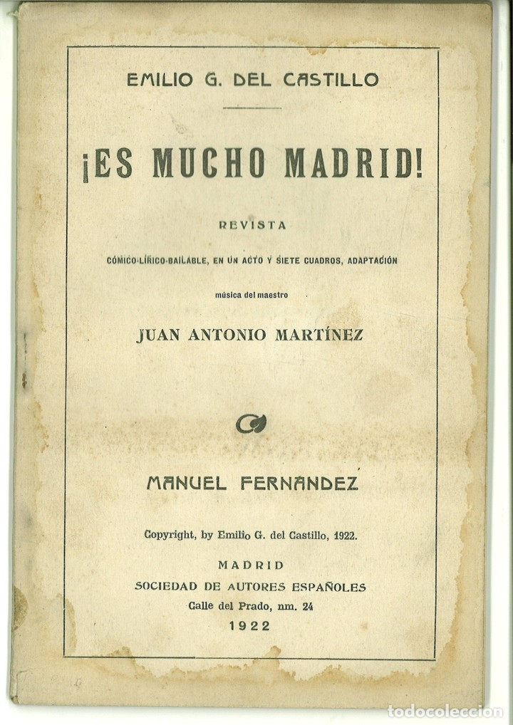 Libros antiguos: &iexcl;ES MUCHO MADRID!. Emilio G. del Castillo - Foto 1