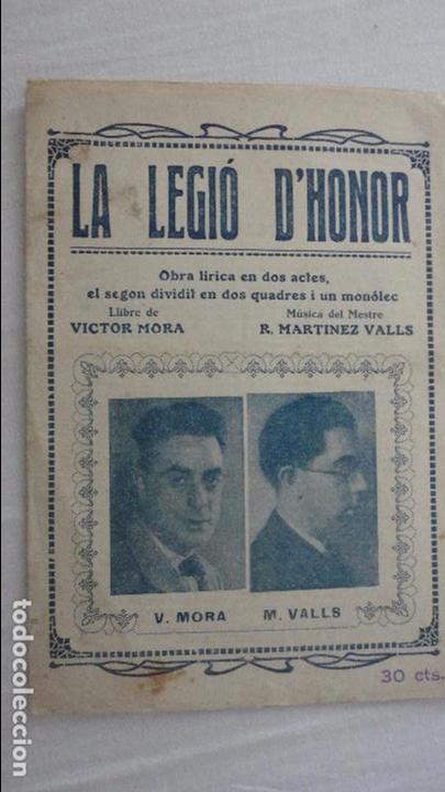 Livros antigos: LA LEGI&Oacute; D'HONOR.OBRA LIRICA.VICTOR MORA.MARTINEZ VALLS.JOSEP LLIMONA.JOAN ROSICH.A&Ntilde;OS 30?
