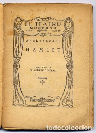 Libros antiguos: SHAKESPEARE, William.  Hamlet. 1927. - Foto 2