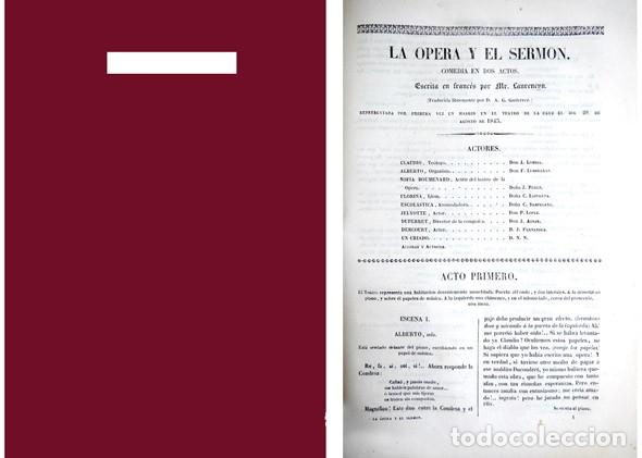 Old books: LAURENCIN (seud&oacute;nimo de P.A. Chapelle).  La &Oacute;pera y el Serm&oacute;n. Comedia en dos actos. 1843.