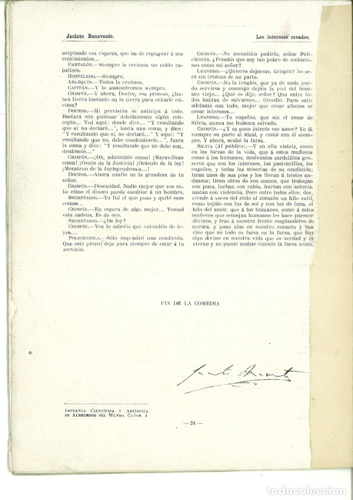 Libros antiguos: LOS INTERESES CREADOS. Jacinto Benavente - Foto 5