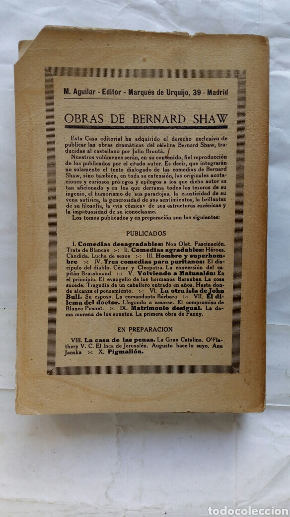 Libros antiguos: Matrimonio desigual. Bernard Shaw. - Foto 2