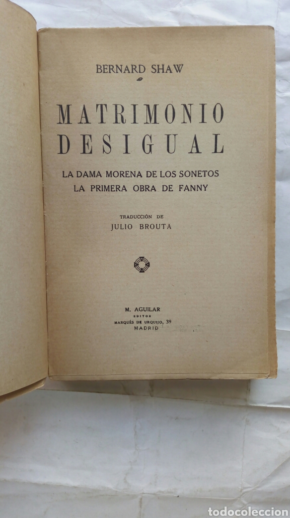 Libros antiguos: Matrimonio desigual. Bernard Shaw. - Foto 3