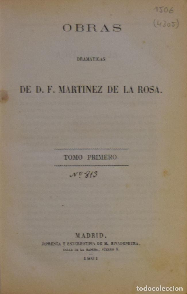 Libros antiguos: OBRAS DRAM&Aacute;TICAS - D. F. MART&Iacute;NEZ DE LA ROSA - Foto 2