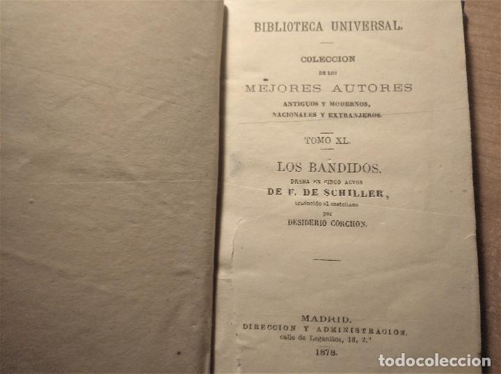 Libros antiguos: Los Bandidos, Schiller, 1878 - Foto 3
