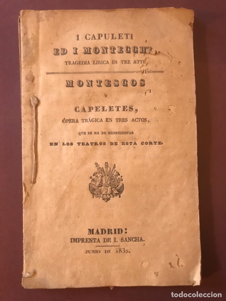 Libros antiguos: 1832 - Motescos y Capuletos - Madrid. - Foto 1