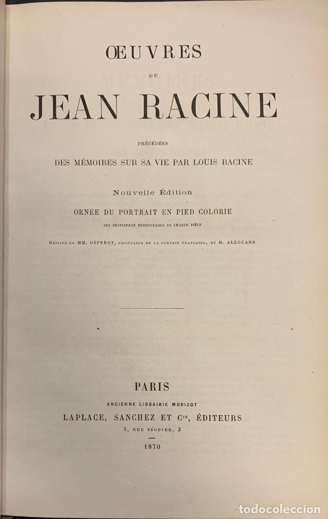 Libros antiguos: Oeuvres de Jean Racine - Foto 2