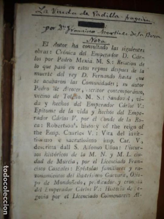 Old books: LA VIUDA DE PADILLA --BOSQUEJO COMUNIDADES DE CASTILLA MARTINEZ DE LA ROSA 1814 MADRID