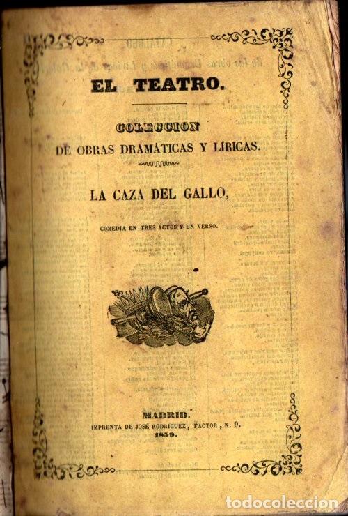 Libros antiguos: R. GARC&Iacute;A Y SANTISTEBAN. : LA CAZA DEL GALLO (1859)