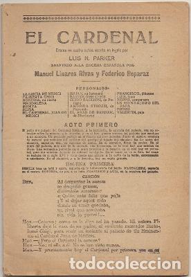 Livros antigos: PARKER, LUIS N. EL CARDENAL. DRAMA EN CUATRO ACTOS A-NOVCOM-088