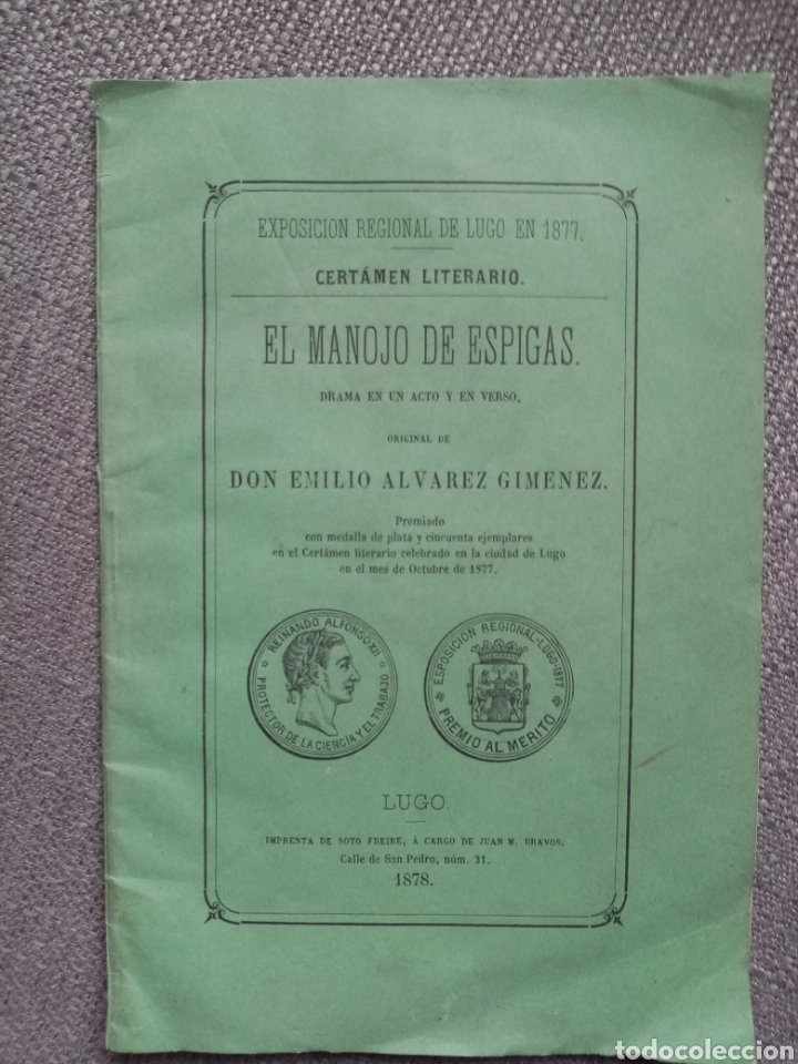 Livres anciens: Exposici&oacute;n regional de Lugo 1877, certamen literario