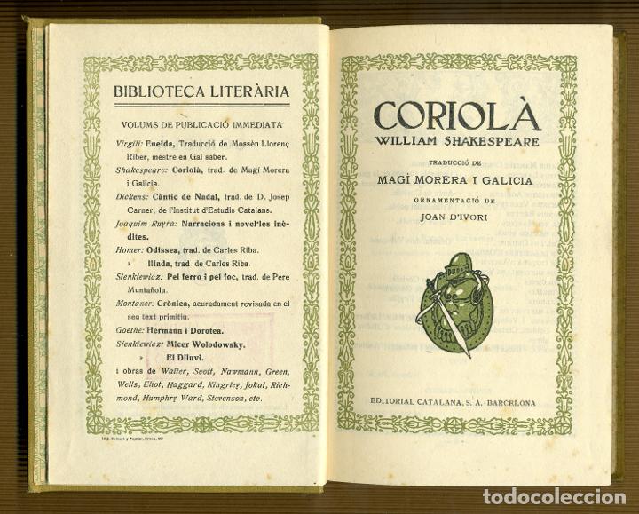 Libros antiguos: CORIOLA &ndash; Shakespeare (Catal&aacute;n) - Foto 3