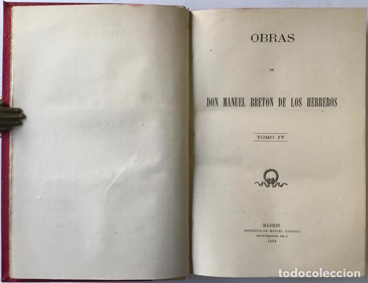 Libros antiguos: OBRAS DE... - BRETON DE LOS HERREROS, Manuel. - Foto 16