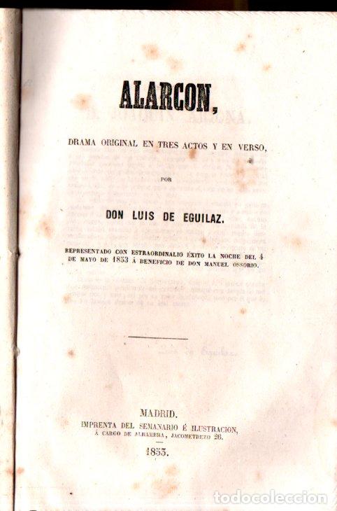 Libros antiguos: LUIS DE EGUILAZ : ALARC&Oacute;N (1853) - Foto 1
