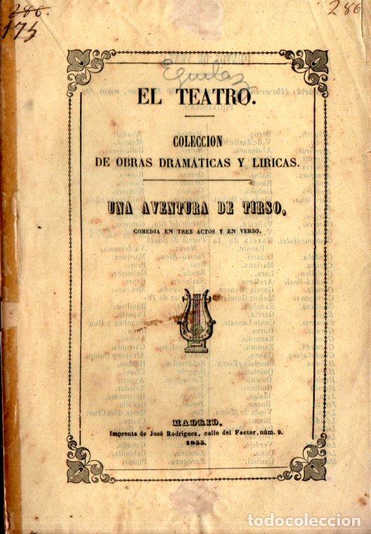 Livres anciens: LUIS DE EGUILAZ : UNA AVENTURA DE TIRSO (1855)