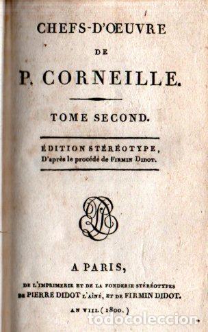 Libros antiguos: OEUVRES DE CORNEILLE TOME 2 (DIDOT, PARIS, 1800) - Foto 2