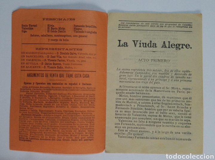 Libros antiguos: La viuda Alegre Argumentos y comentarios 1911 - Foto 2