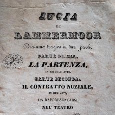 Libros antiguos: LUCÍA DE LAMMERMOOR. BARCELONA, 1838.