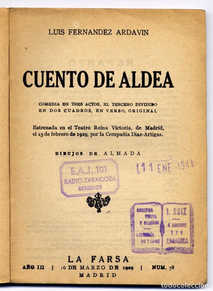 Libros antiguos: FERN&Aacute;NDEZ ARDAV&Iacute;N, Luis. Cuento de Aldea. Comedia, en verso. 1929. - Foto 2