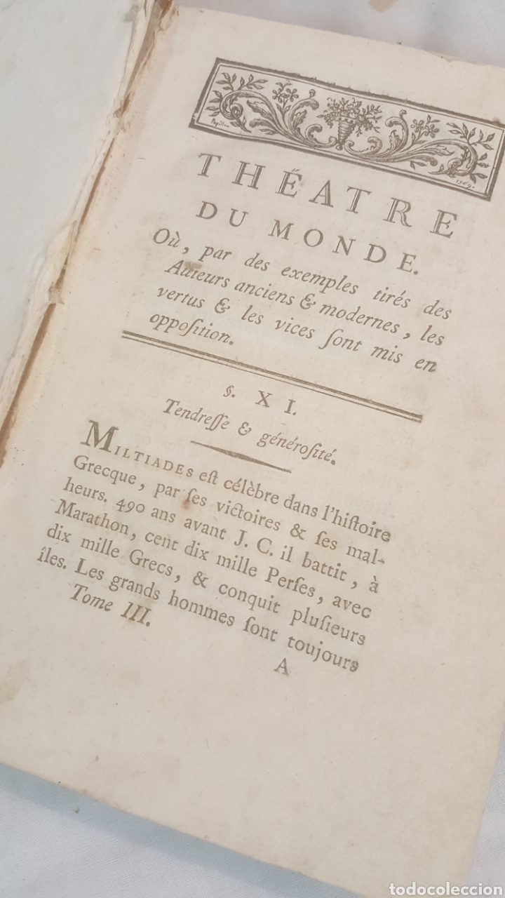 Old books: LIBRO S.XVIII, 1788 THEATRE DU MONDE POR CHEZ DEFER MAISONNEUVE
