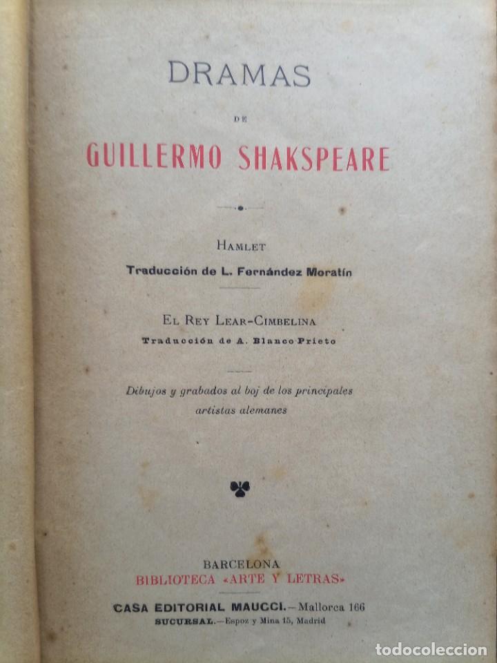 Libros antiguos: Shakespeare Hamlet El Rey Lear Cimbelina - Foto 4