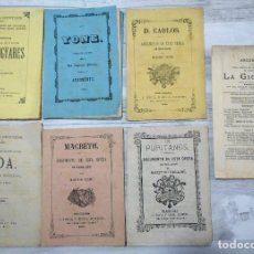 Libros antiguos: 7 LIBRITOS DE ÓPERA DEL SIGLO XIX (1870-1883) - VERDI, PETRELLA, BELLINI... TEATRO LICEO BARCELONA. Lote 355847500