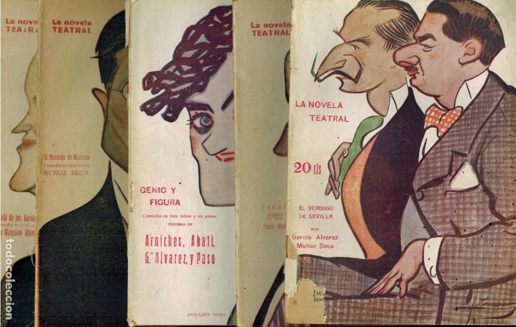 Old books: LOTE DE CINCO EJEMPLARES DE LA NOVELA TEATRAL