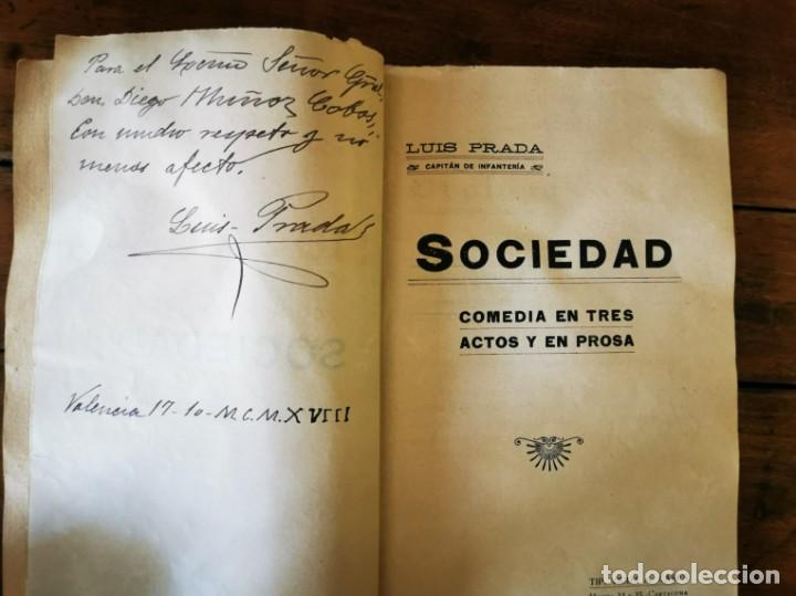 Libros antiguos: PRADA, Luis. Sociedad: comedia en tres actos y en prosa - Foto 3