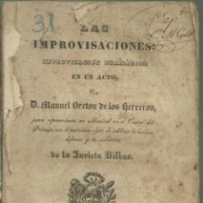 Libros antiguos: 3030.-CARLISMO-LAS IMPROVISACIONES-MANUEL BRETON DE LOS HERREROS-GIL DE ZARATE-A LA INVICTA BILBAO. Lote 364453541