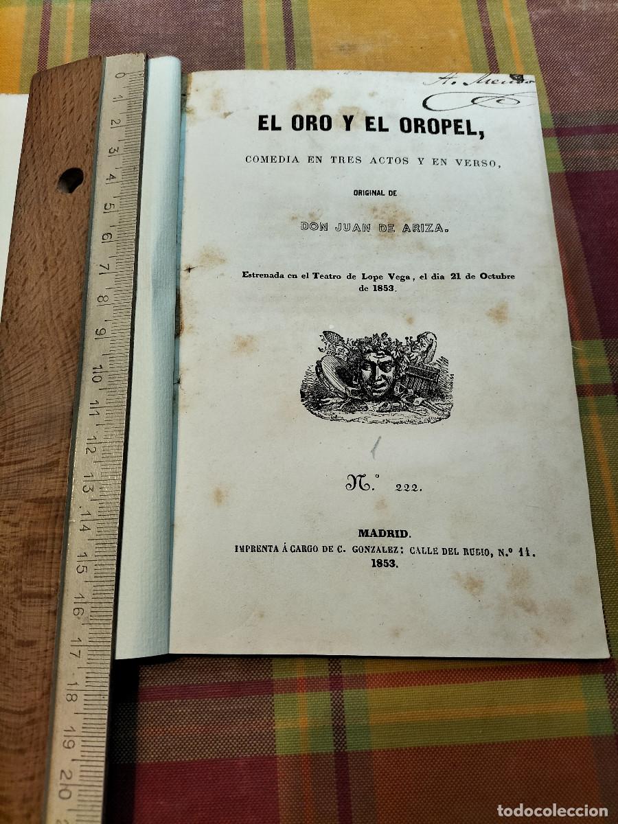 Livros antigos: Juan de ARIZA: El oro y el oropel. Madrid, 1853. 1.&ordf; edic.