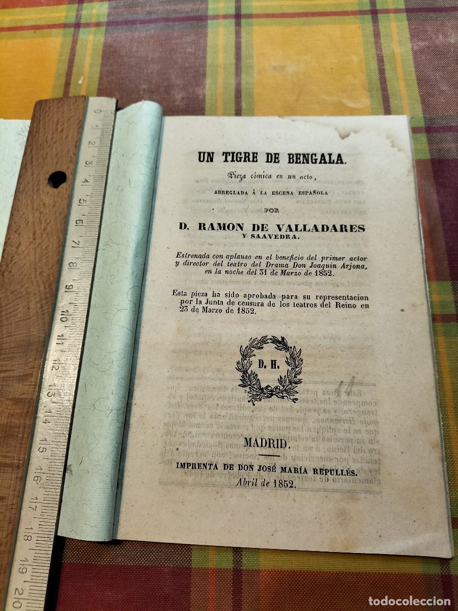 Livros antigos: Ram&oacute;n de VALLADARES Y SAAVEDRA: Un tigre de Bengala. Madrid, 1852. 1.&ordf; edic.