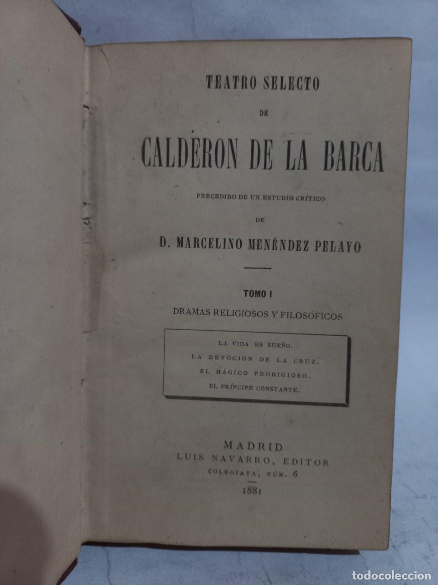 Libros antiguos: Calderon de la Barca - Teatro Selecto - 1881 - Foto 1