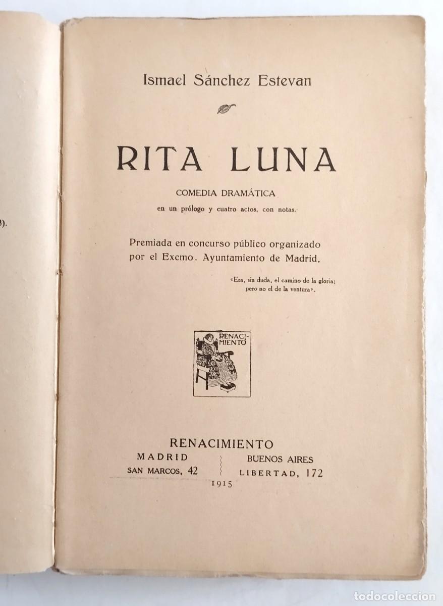 Libros antiguos: RITA LUNA. S&Aacute;NCHEZ ESTEVAN, ISMAEL. - Foto 1