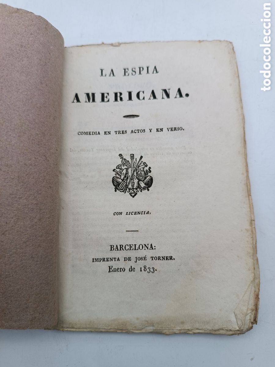Libros antiguos: Raro ejemplar La espia americana 1833 comedia - Foto 1