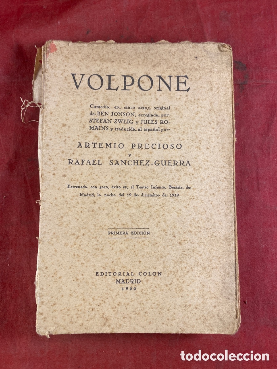 Libros antiguos: VOLPONE COMEDIA EN 5 ACTOS - Foto 1