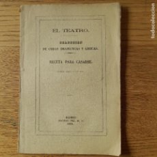 Libros antiguos: TEATRO. RARO. RECETA PARA CASARSE, SALVADOR MARÍA GRANÉS, MADRID, PEZ, 40. 1871.L42 VISITA MI TIENDA