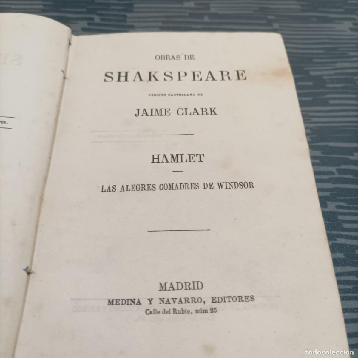 Libros antiguos: OBRAS DE SHAKESPEARE,VERSION JAIME CLARK,HAMLET LAS ALEGRES COMADRES DE WINDSOR,253 P&Aacute;G. - Foto 2