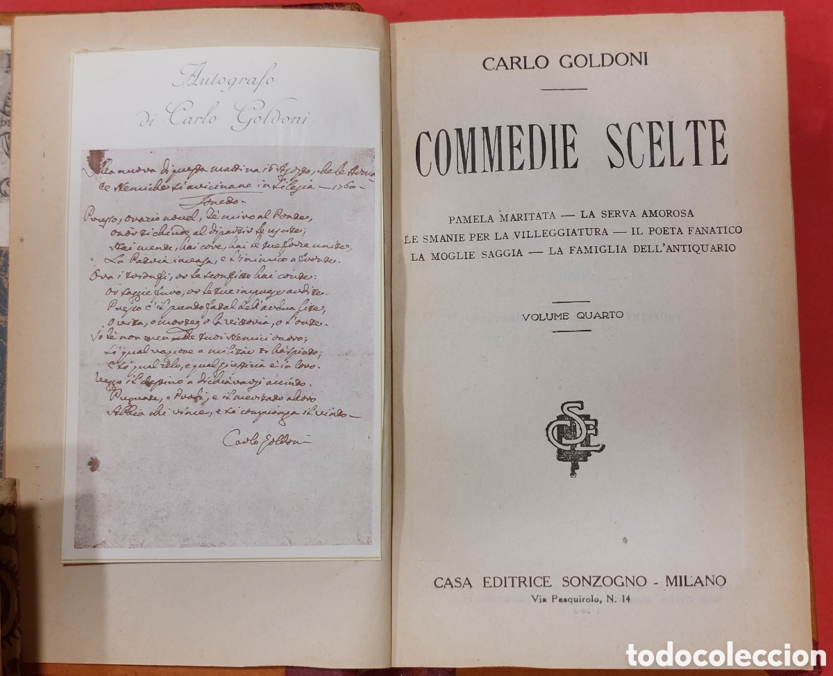Libros antiguos: CARLO GOLDONI, COMMEDIE SCELTE - Foto 2