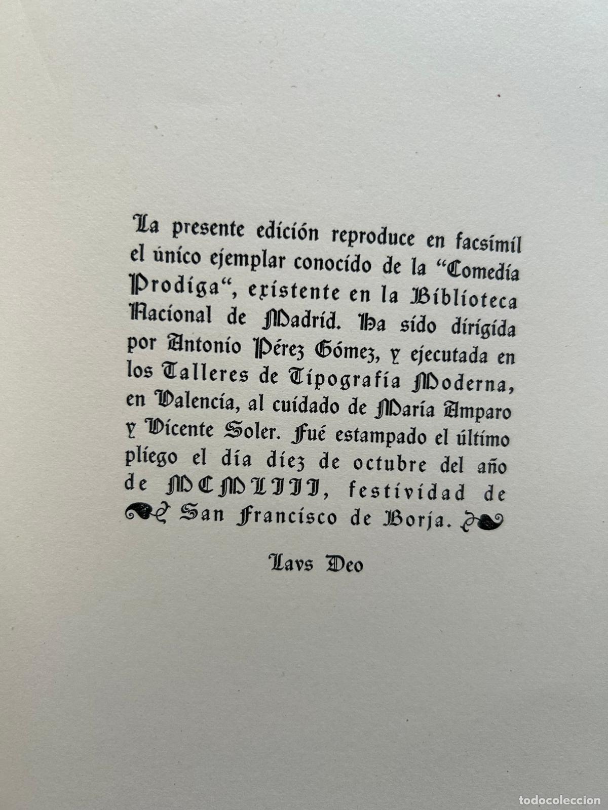 Libros antiguos: Comedia pr&oacute;diga - MIRANDA PLACENTINO Luis de - Foto 4