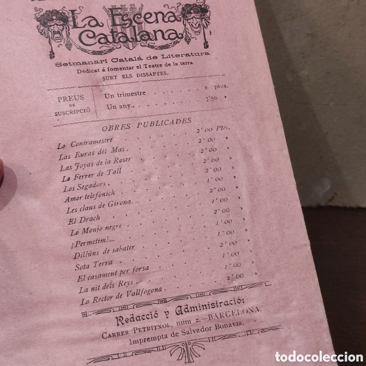 Libros antiguos: 1907 - LO FERRER DE TALL. D. SERAF&Iacute; PITARRA. - Foto 4