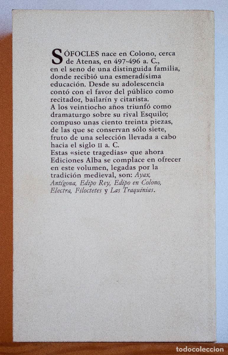 Libros antiguos: Tragedias completas.S&oacute;focles. Ed.Alba.1987 - Foto 2