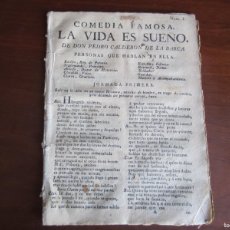 Libros antiguos: COMEDIA FAMOSA Nº1 -LA VIDA ES SUEÑO -PEDRO CALDERON DE LA BARCA -SIGLO XVIII -BARCELONA