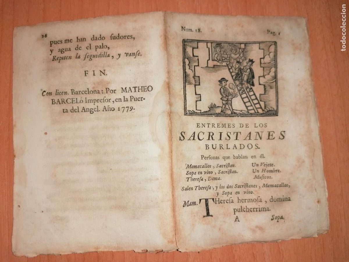 Libros antiguos: Entremeses sueltos impresos en el XVIII. Pliego