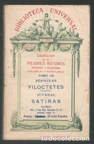 Libros antiguos: SOFOCLES: FILOCTETES / JUVENAL: SATIRAS - Foto 1