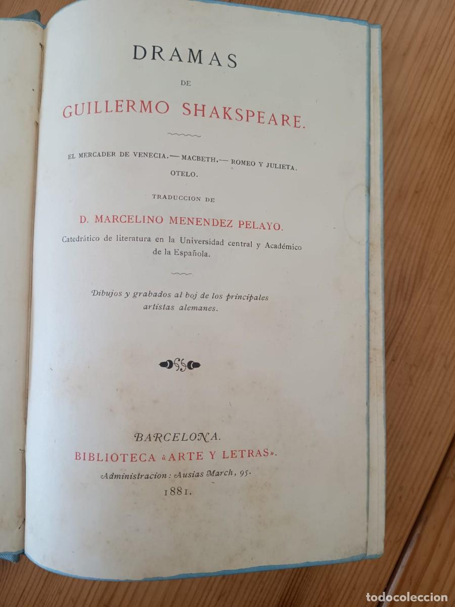 Libros antiguos: W. SHAKESPEARE - 4 dramas - Obra facs&iacute;mil - Foto 3