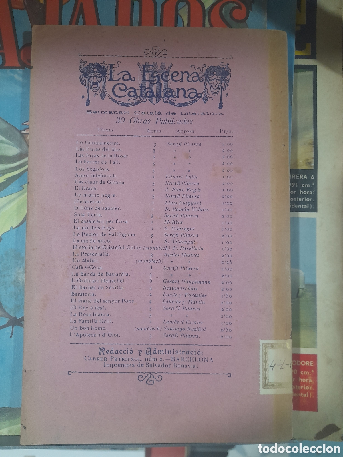 Libros antiguos: L APOTECARI DOLOT Serafi Pitarra - Foto 2