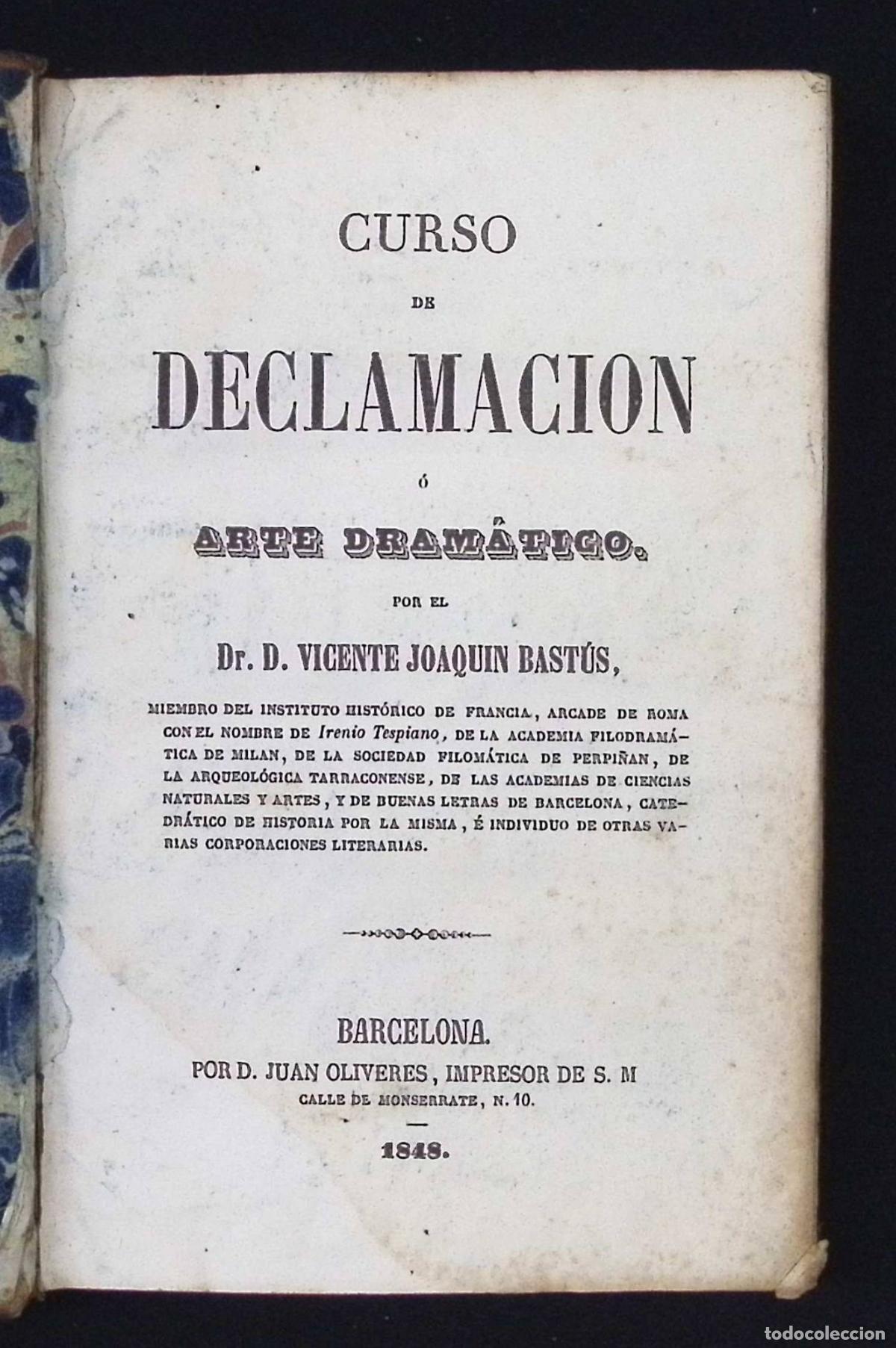 Libros antiguos: CURSO DE DECLAMACION &Oacute; ARTE DRAM&Aacute;TICO. - Foto 1